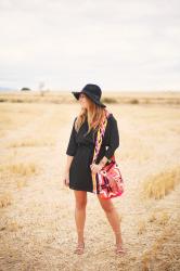 LITTLE BLACK DRESS + COLORFUL BAG