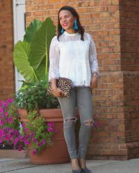 White Lace Long Sleeve Shirt