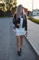 Leather jacket&Lace dress | Zaful