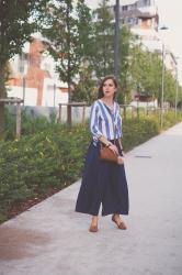 Navy culotte pants in Milan