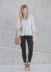 grey bell sleeve sweater