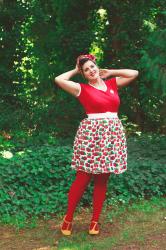Strawberry skirt, red tights, and childhood memories
