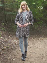 A Leopard Print Jacket, Shades of Grey and Black Chelsea Boots