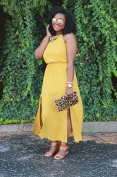Fall Transitional Piece: Yellow Maxi Dress