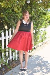 Modcloth Collared Top + Red Skirt