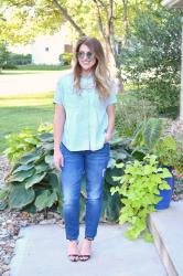 Double Denim + Lucite Heels.