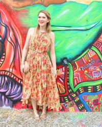 {Outfit}: Open back floral dress in Casco Viejo