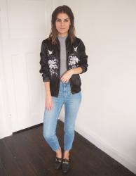 Outfit // Embroidered bomber jacket