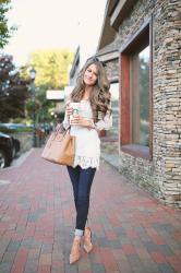 Off-the-Shoulder Lace Sweater