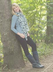Striped Top, Thistle Scarf and Muck Boots