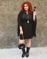 Black Shirt Dress and  Cardigan with Sparkles