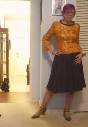 Orange Brocade and the Bark Skirt