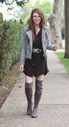 Fall Fashion | LBD, Grey Faux Leather Jacket, & OTK Boots
