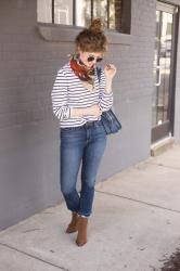 outfit: Stripes & neck scarf