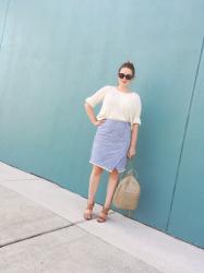 Tweed Faux Wrap Skirt