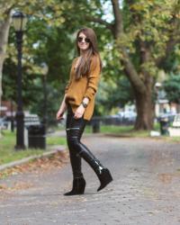 Fall Fashion | Chunky Sweaters and Leather Pants