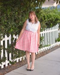 Pink Gingham Skirt + Eyelet Top