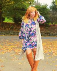 Floral Print Boho Dress & OTK Boots: When The Wind Blows