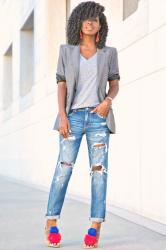 Men’s Blazer + Plain Tee + Boyfriend Jeans