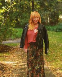 Camo Maxi Skirt & Faux Leather Moto Jacket: On A Whim