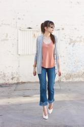 Silk Tank and Fringe Hem Jeans