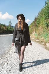OUTFIT: Lace-Up Dress, Black Coat and Ankle Boots!