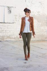 Tan Leather Jacket and Booties