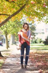 Rust Sweater and Oversized Scarf