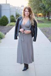 KCFW: Gray Velvet Wrap Dress.