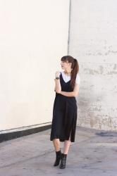 90’s Inspired Black Slip Dress Outfit