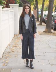 Outfit | Pull & Bear pinstripe culottes