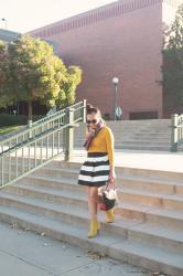 Thursday Mixer--Black and White Striped Cupcake Skirt