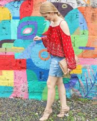 {Outfit}: Off-Shoulder Top + Comfy Denim Shorts