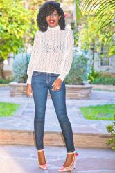 Long Sleeve Lace Blouse + Stiletto Jeans