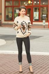 aztec meets leopard | double layered thick x soft fall sweater
