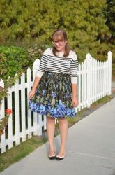 Striped Shirt + A-Line Skirt