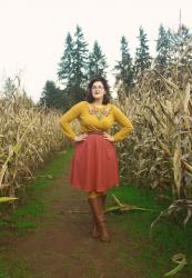 Tobi skirt, floral sweater, and a trip to the corn maze
