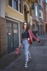 Bomber and mom jeans for autumn