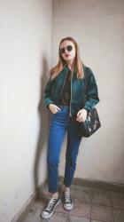 Velvet bomber jacket.