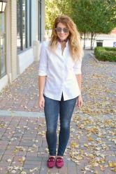 Boyfriend Shirt + Velvet Mules.