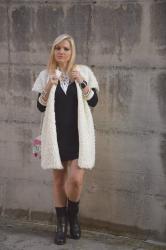 OUTFIT: LACE-UP DRESS AND FAUX FUR VEST - ABITO LACE-UP ABBINATO AD UN GILET DI PELLICCIA ECOLOGICA -