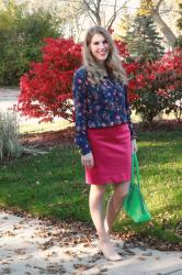 Express Floral Top & Pink Skirt & Confident Twosday Linkup