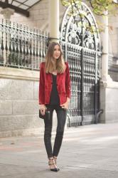 Burgundy velvet jacket