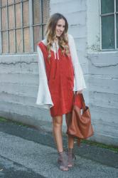 Suede Dress and Bell Sleeves