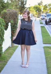 Polka Dot Top + Statement Necklace