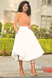 Long Sleeve Bodysuit + Wave Swing Midi Skirt