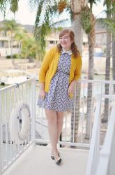 Collared Dress + Yellow Cardigan