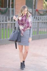 body-con dress + oversized scarf