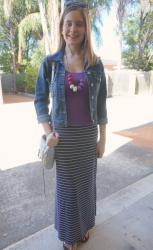 Navy Stripe Maxi Skirt 2 Ways with Blue and Purple