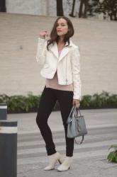 White studded biker